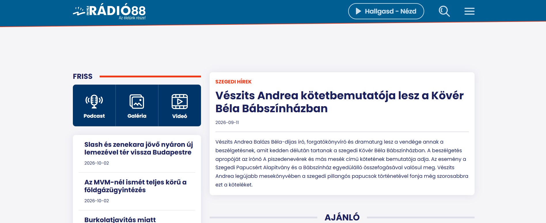 Vészits Andrea kötetbemutatója lesz a Kövér Béla Bábszínházban