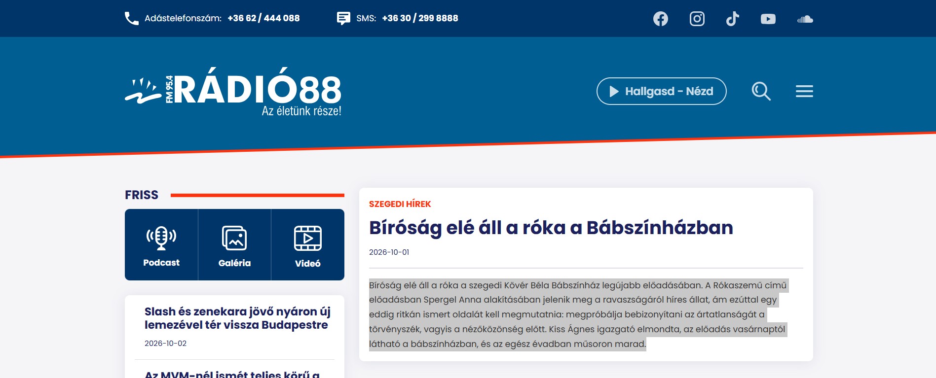 Bíróság elé áll a róka a Bábszínházban
